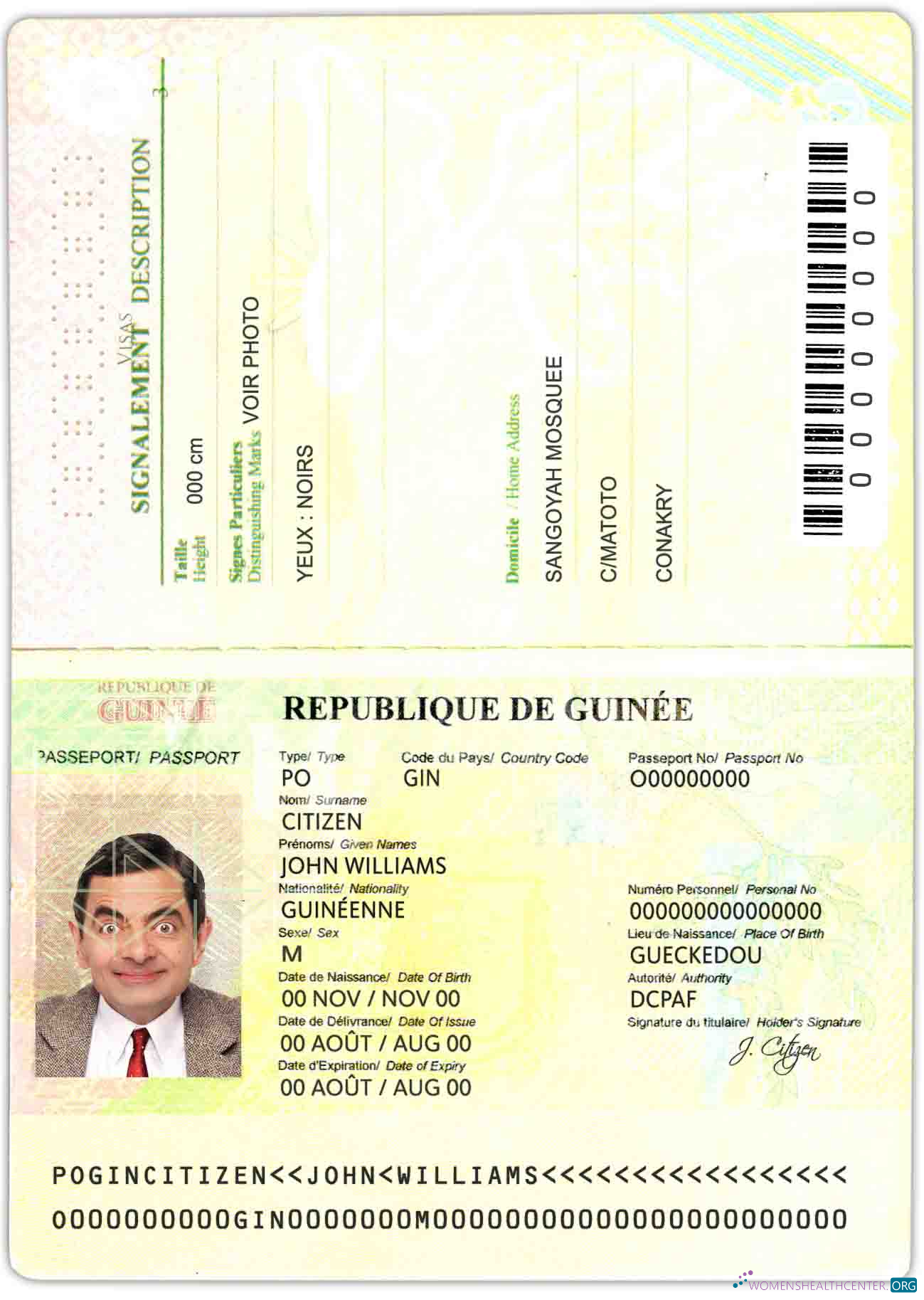 Download Guinea Passport (2014 2018) Photoshop template